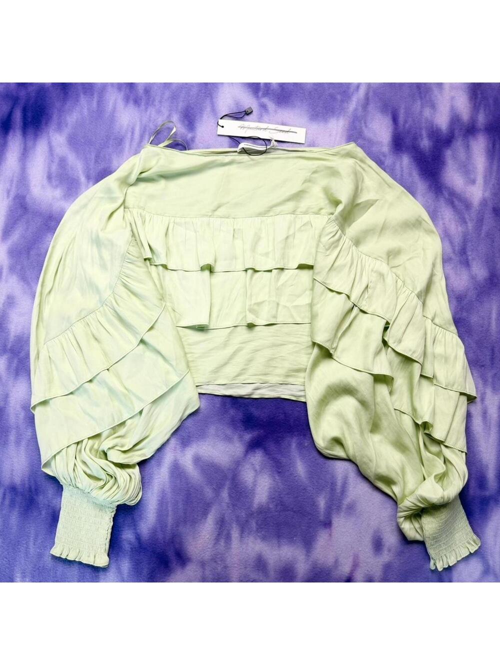 Mustard Seed bnwt pistachio green ruffle bolero batwing style top